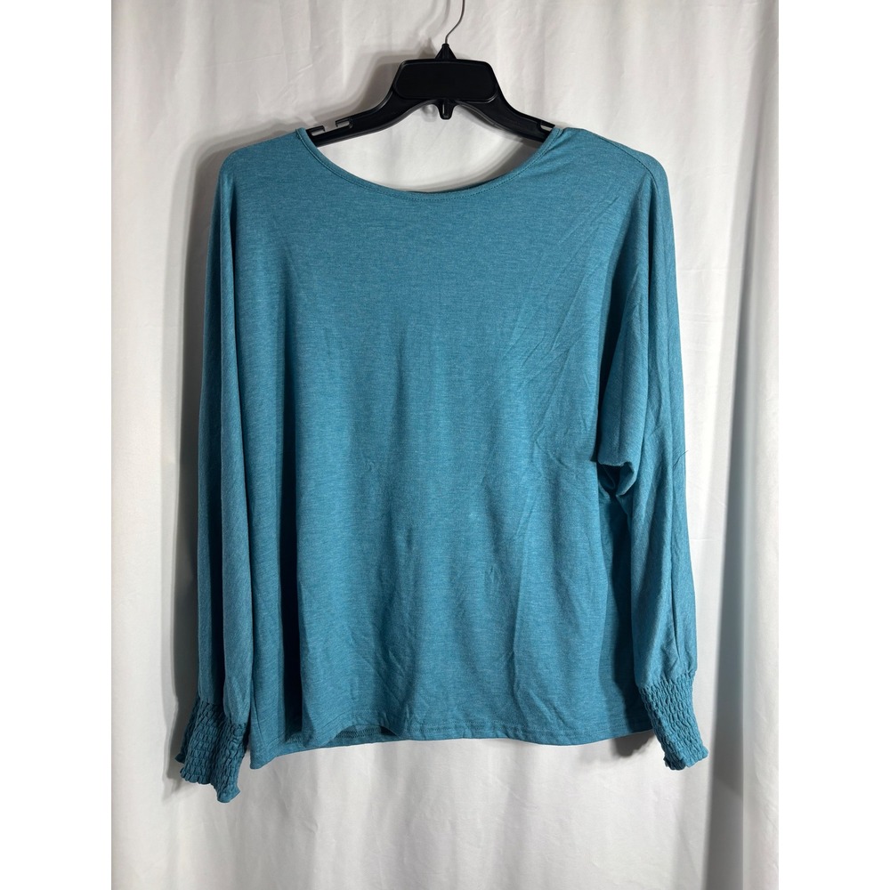 DOKOTOO Women Teal Blue Long‎ Sleeve Relaxed Fit Dolman Top Size XL